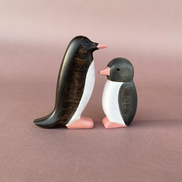 Wooden penguins figurines set | Wooden animal toys | Penguin wood toy | Wooden animal figurines | Arctic animal figurines