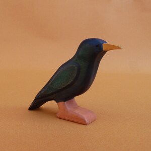 Wooden bird figurine Wooden bird toys Starling wooden toys Montessori Waldorf Toys Handmade Toys for Kids Gift for Animal Lovers image 3