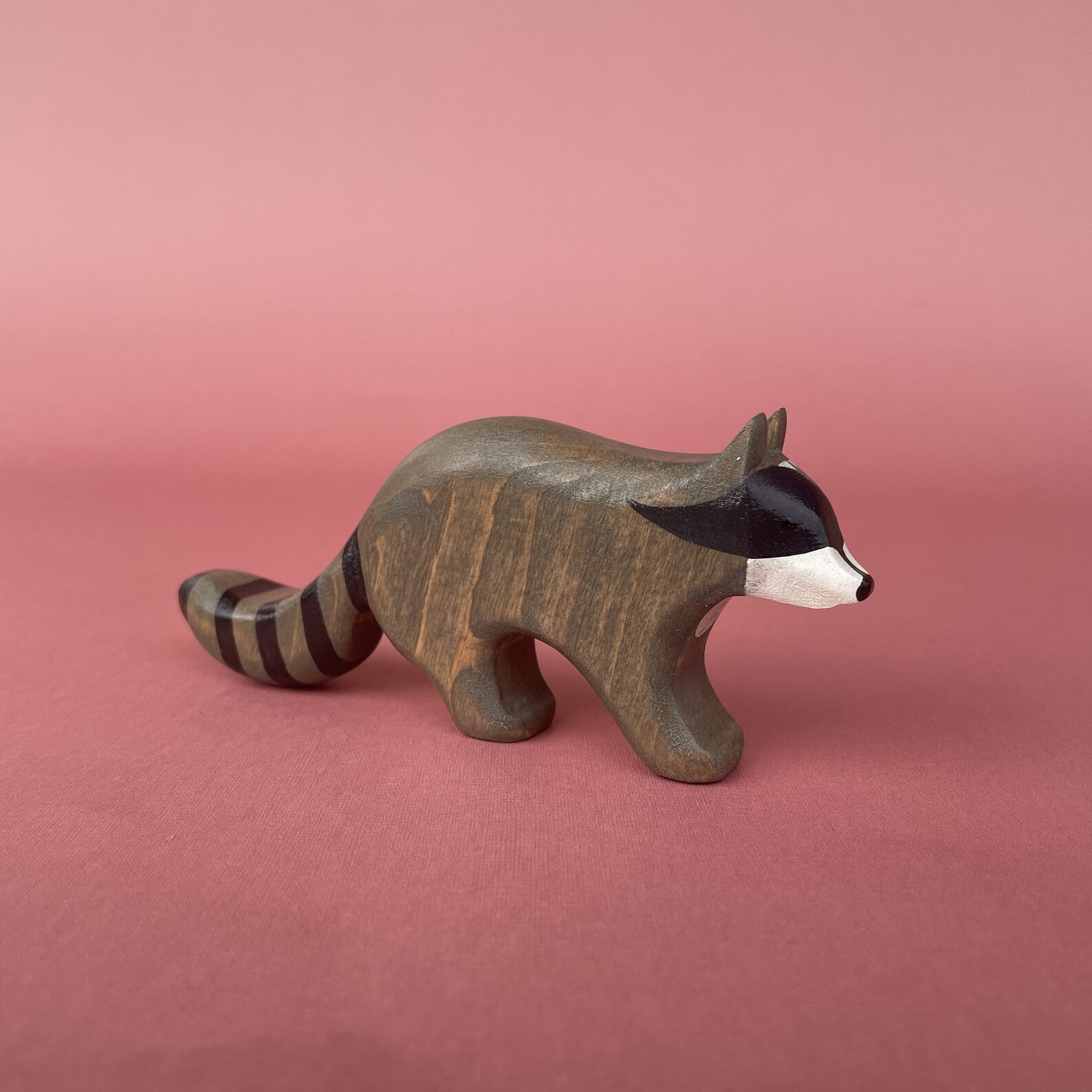 Wooden Raccoon Figurine Wooden Animal Toys Forest Animal Etsy