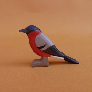 Wooden bird figurine Wooden bird toys bullfinch wooden toys Montessori Waldorf Toys Handmade Toys for Kids Gift for Animal Lovers image 2