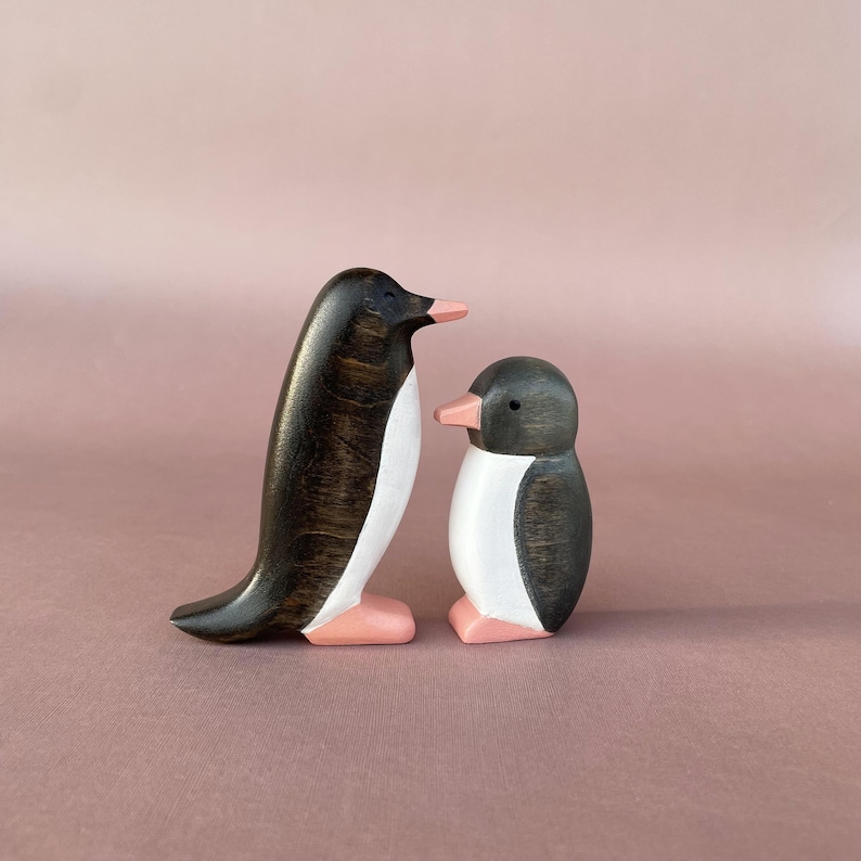 Wooden penguins figurines set Wooden animal toys Penguin wood toy Wooden animal figurines Arctic animal figurines image 10