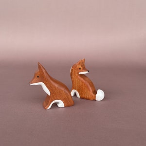 Wooden fox figurines 3pcs Wooden toys Wooden animal figurines Fox toy Baby gift image 4