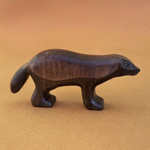 Wooden wolverine Toy Wooden animal figurine Handcrafted Wood Animal Figure for Kids l Montessori Waldorf Toys Educational Toys image 2