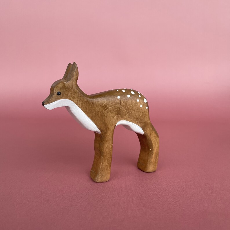 Wooden Deer and fawn figurines 2 pcs Toy wooden animals Handcrafted wooden Toys Wooden deer figurine image 6