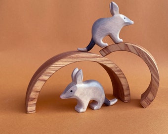 Wooden Bilby figurine - Australian animal toys - Wooden Animals toys - Montessori Waldorf Toys - Educational Toys for Toddlers and Children