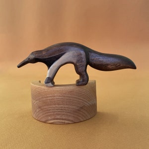Wooden Anteater Toy Eco-Friendly Wood Animal Figure for Kids Wooden animal toys Montessori Waldorf Toys Educational Toys for Children image 3