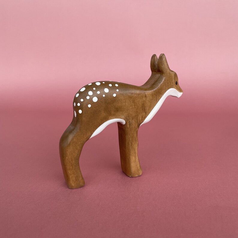 Wooden Deer and fawn figurines 2 pcs Toy wooden animals Handcrafted wooden Toys Wooden deer figurine image 7