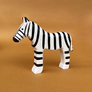 Wooden zebra figurine Wooden animal toys Safari animal figurine Waldorf wooden animal figurines Zebra toy image 4