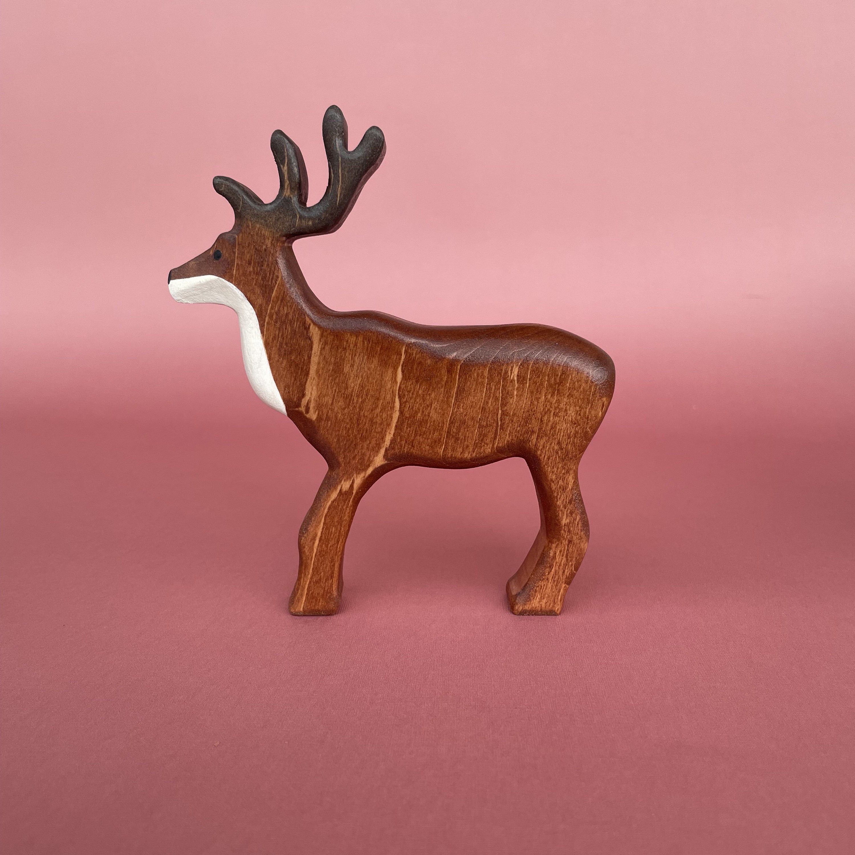 Wooden Deer Toy Figurine Wooden Animal Figurines Handmade Toys for Kids
