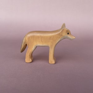 Wooden coyote figurine 1 pcs Wooden animals toys Wooden toys Woodland animal toys Natural wooden toys Coyote toy image 2