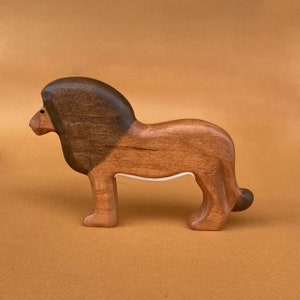 Set mit afrikanischen Tierfiguren aus Holz 6 Stück Elefanten, Alligator, Zebra, Nilpferd, Giraffen und Löwenspielzeug aus Holz Safari-Tierfigur aus Holz Bild 6