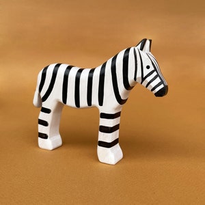 Wooden zebra figurine Wooden animal toys Safari animal figurine Waldorf wooden animal figurines Zebra toy image 2