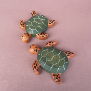 Wooden turtle figurine Wooden toys Animal figurines Sea creatures figurine Wooden turtle toy image 4