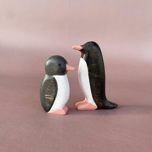 Wooden penguins figurines set Wooden animal toys Penguin wood toy Wooden animal figurines Arctic animal figurines image 2