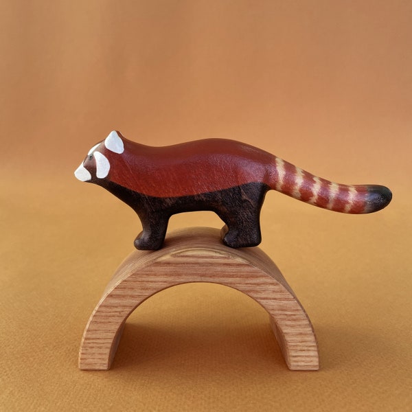Wooden red panda toy - Wooden animal figurines - Toy wooden animals -  Educational Toys
