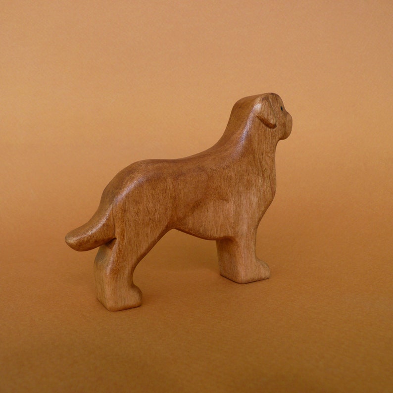 Wooden dog figurine Wooden dog toy Pets figurine Wooden animal figurines Waldorf Montessori wooden toys image 3