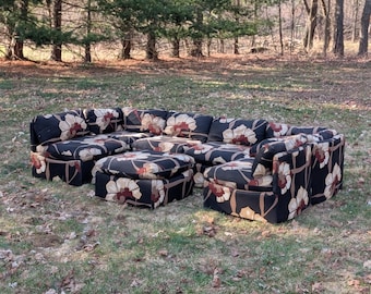 7-piece Scallop Back Modular Pit Sofa, circa 1970's