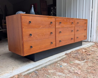 1970s Teak Canadian 9-drawer Lowboy Dresser