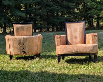 Pair of Stone International Embossed Suede Alligator Ribbon Chairs