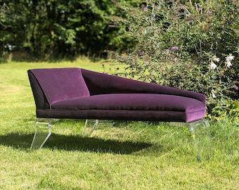 Shlomi Haziza Lucite & Mohair Fainting Chaise, c. 1980s