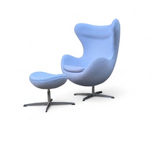 Mid-Century Modern Arne Jacobsen for Fritz Hansen Style Egg Chair and Ottoman