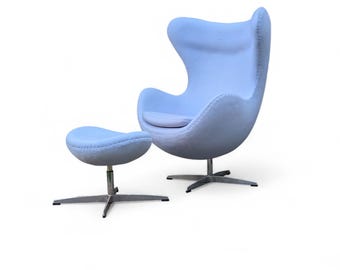 Mid-Century Modern Arne Jacobsen for Fritz Hansen Style Egg Chair and Ottoman