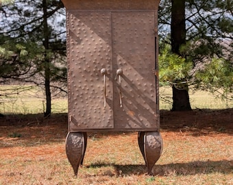 Vintage Industrial Mexican Steel Dimple Cabinet