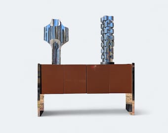 Milo Baughman for Thayer Coggin Chrome and Brown Lacquer Credenza/Sideboard/Cabinet