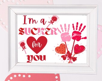 PRINTABLE Valentines Day Handprint Art Craft for Kids, Keepsake Art, Toddler Preschool Kindergarten Activity, Homeschool, Gift from Kids PDF