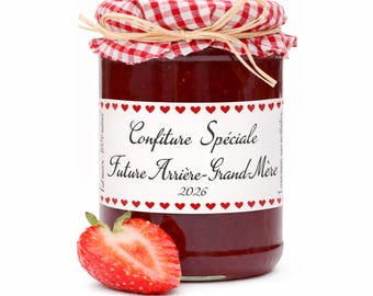 Annonce Grossesse Arrière Grand-Mère, Étiquette Pot de Confiture Personnalisée, Sticker Autocollant Mamie, Idée Cadeau Annonce Bébé