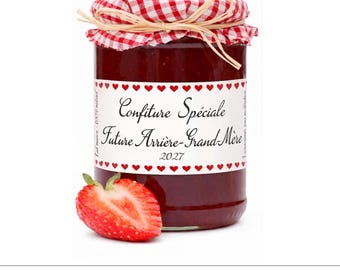 Annonce Grossesse Arrière Grand-Mère, Étiquette Pot de Confiture Personnalisée, Sticker Autocollant Mamie, Idée Cadeau Annonce Bébé