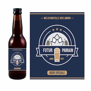 Pregnancy announcement - Baby announcement - Beer bottle label - Godfather godmother uncle aunt granny grandpa dad