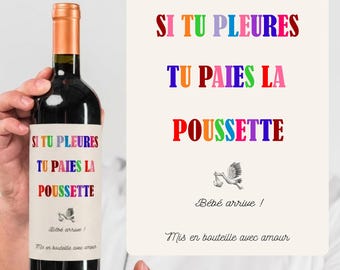 Etiquette bouteille de vin pour annonce grossesse à personnaliser