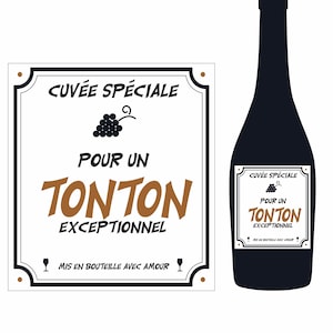 Personalized TONTON wine bottle label - Pregnancy announcement - Uncle birthday - uncle gift.