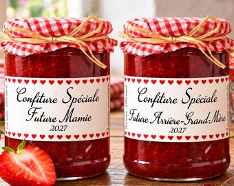 Annonce Grossesse Arrière Grand-Mère, Étiquette Pot de Confiture Personnalisée, Sticker Autocollant Mamie, Idée Cadeau Annonce Bébé