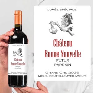 Wine bottle label for pregnancy announcement - future grandpa, uncle, aunt, grandma, grandparents, dad, godfather, the family is growing image 3