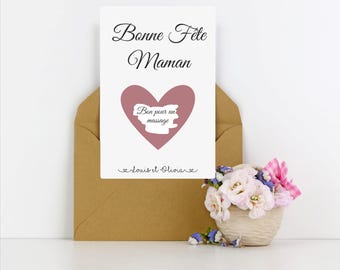 Carte à gratter personnalisée maman - Fête des mères - Message à gratter maman - Surprise fête maman -  Annonce grossesse maman/mamie.
