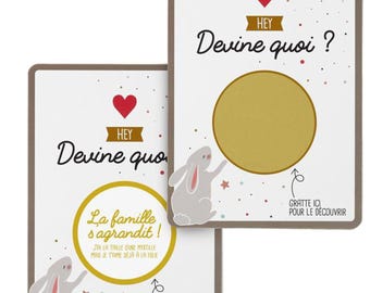 Carte à gratter pour annonce de grossesse, la famille s'agrandit + enveloppe J'ai quelque chose à te dire