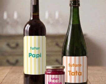 Personalized pregnancy announcement label for a bottle or jar of jam/honey, sticker, baby announcement idea