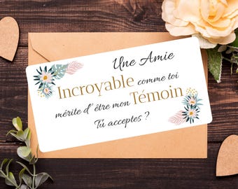 Carte demande de témoin de mariage, veux-tu être mon témoin, annonce mariage