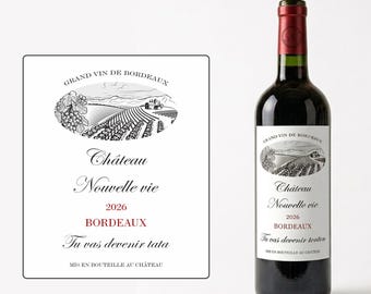 Wine label announcing pregnancy for aunt - Future Aunt - Also available for uncle - grandpa - grandma - grandparents...