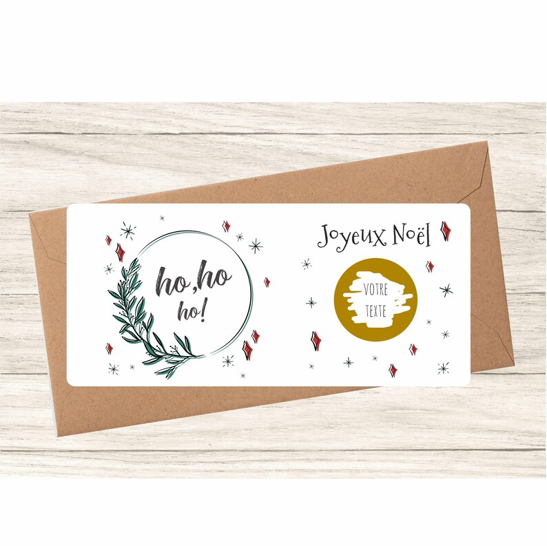 Carte à gratter Joyeux Noël avec pastille à gratter Or, personnalisé avec votre texte caché sous la pastille