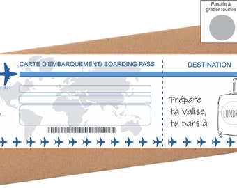 Kraskaart Verrassing Reisaankondiging - Vliegtuig- of treinkaartje om te personaliseren - Moedercadeau - Instappen - Weekend - Moederdag