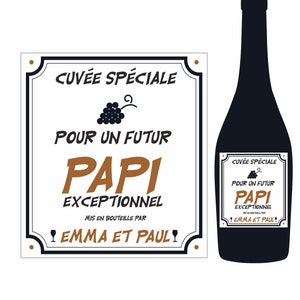 Etichetta personalizzata per bottiglia di vino PAPI - Annuncio di gravidanza - Festa del nonno - Compleanno del nonno - Regalo del nonno.