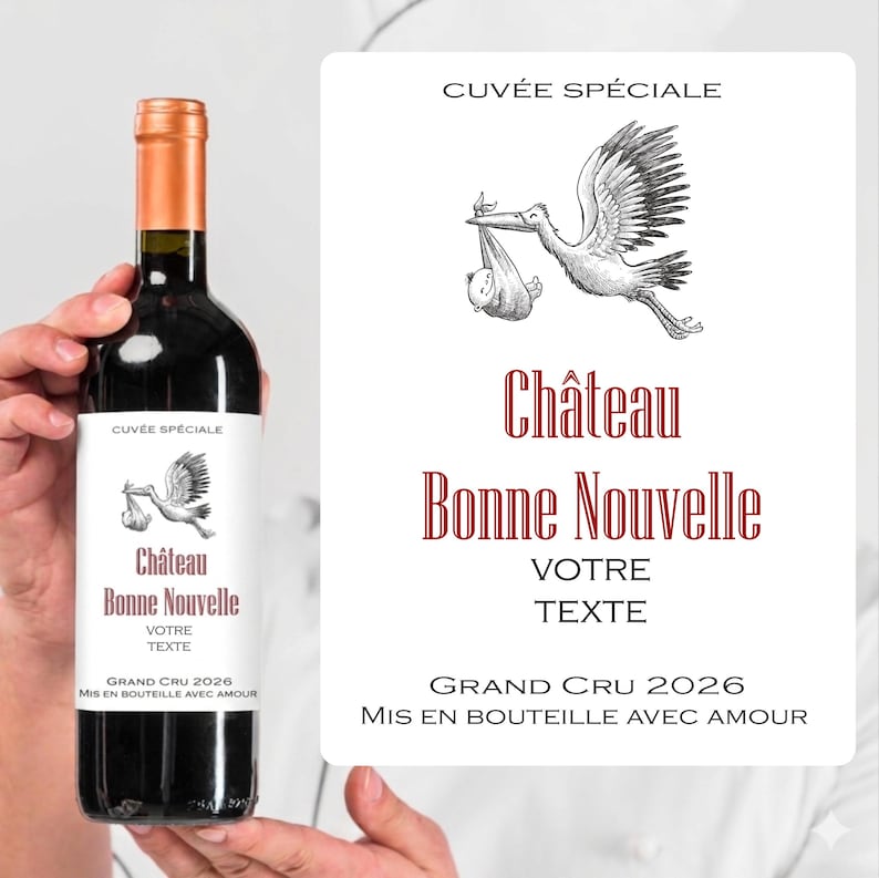 Wine bottle label for pregnancy announcement - future grandpa, uncle, aunt, grandma, grandparents, dad, godfather, the family is growing image 4