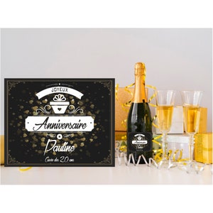Étiquette cadeau anniversaire personnalisée pour bouteille de vin ou champagne. Téléchargement numérique ou étiquette physique ( au choix)
