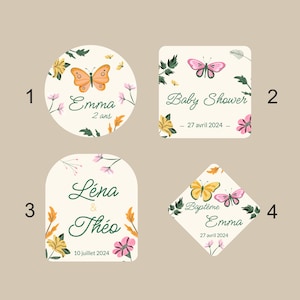 Set of personalized sticker labels, personalized stickers, baptism, birthday, baby shower, wedding, evjf, party, personalized text