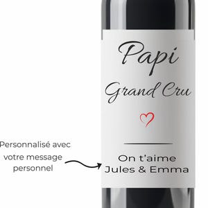Etiquette pour bouteille de vin à personnaliser - Cadeau papi - Fête grand-père  - Noël papi