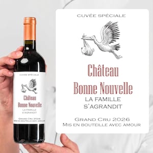 Wine bottle label for pregnancy announcement - future grandpa, uncle, aunt, grandma, grandparents, dad, godfather, the family is growing image 5