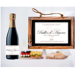 Personalized wedding champagne label, wedding announcement, witness request, future bride and groom, will you be my witness?